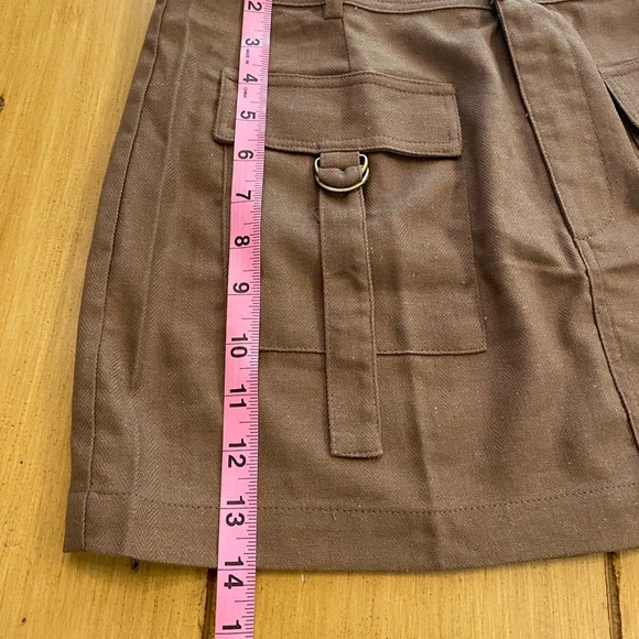 Brown Mini Skirt Pockets New Medium Sage the Label Linen & Cotton - Picture 9 of 12